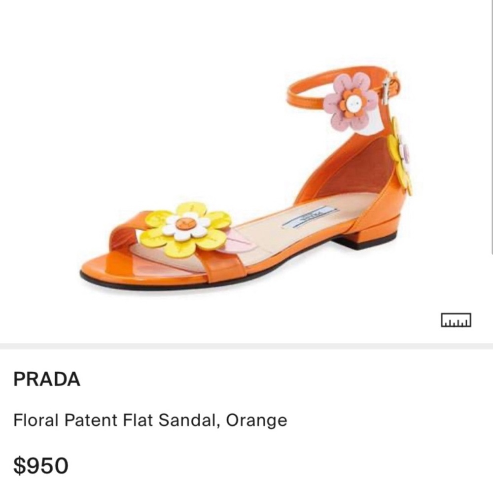 Prada Floral Flat Patent Sandals 39